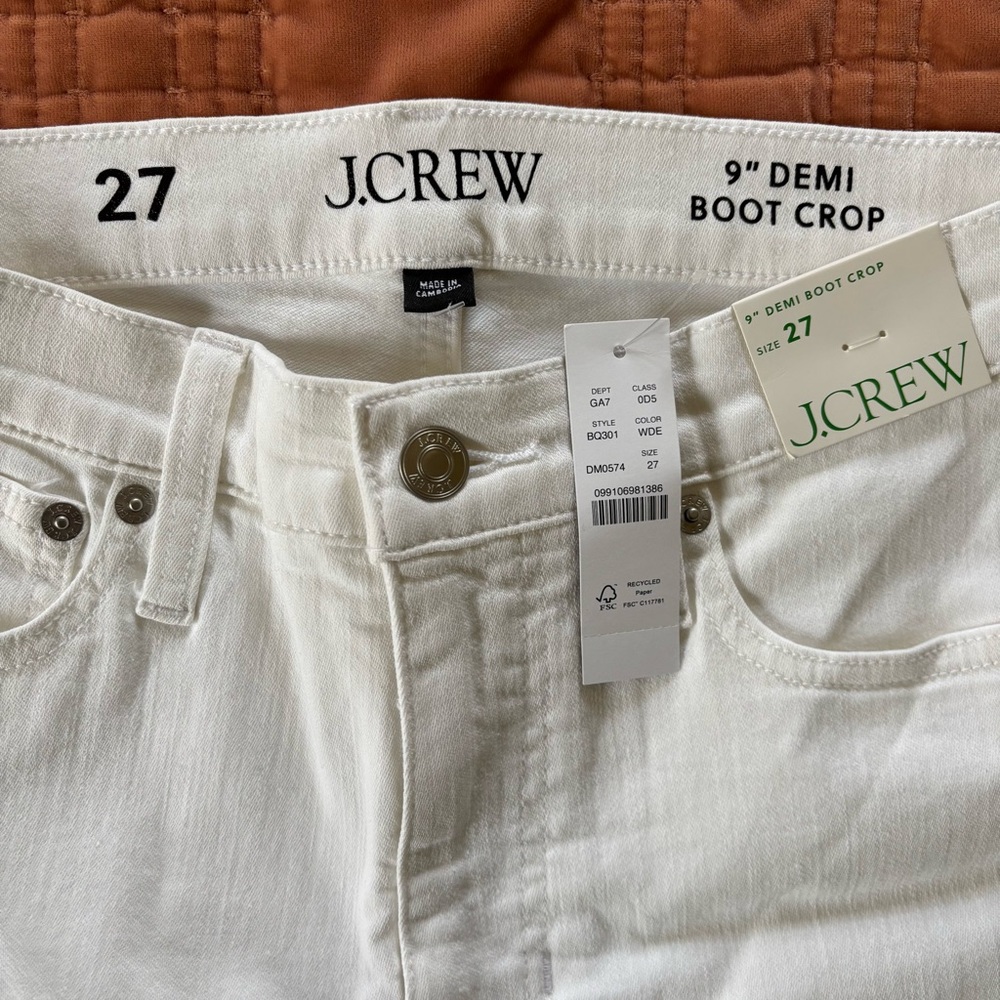 J.Crew White 9" Demi Boot Crop Jeans